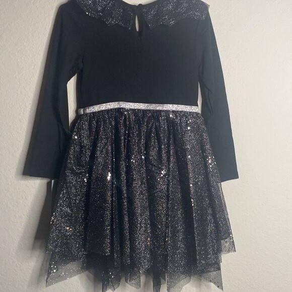 NWT Girl’s sparkle black tutu dress size Large Halloween Wednesday Goth Party - Picture 6 of 7